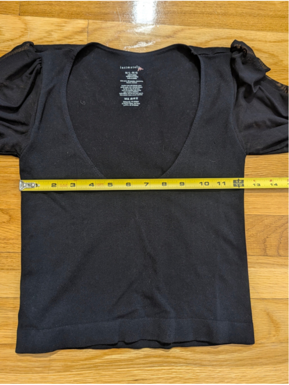 Free People Intimately Black Mesh Balloon Sleeve Top Medium M/L - Picture 7 of 10